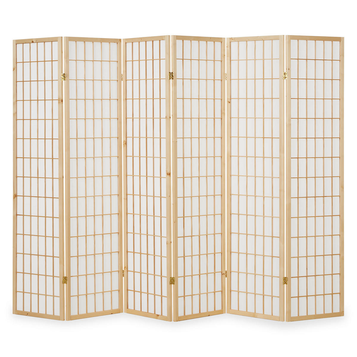 PARAVENT 6-tlg. 264/175 cm Braun Shoji - Braun, Holz (264/175/2cm) - Homestyle4u