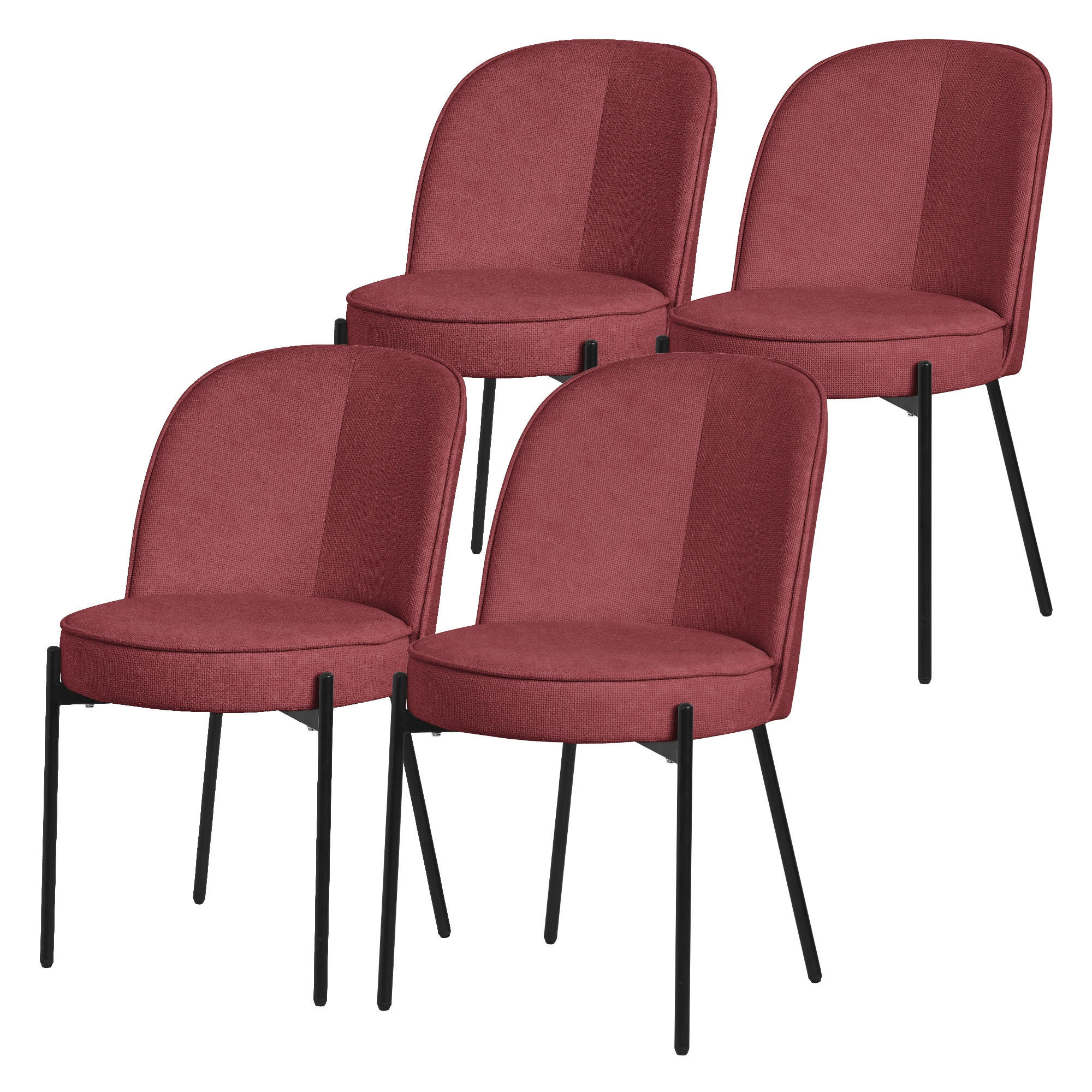 ML-DESIGN JÍDELNÍ ŽIDLE, sada 4 ks, červená, s látkovým potahem