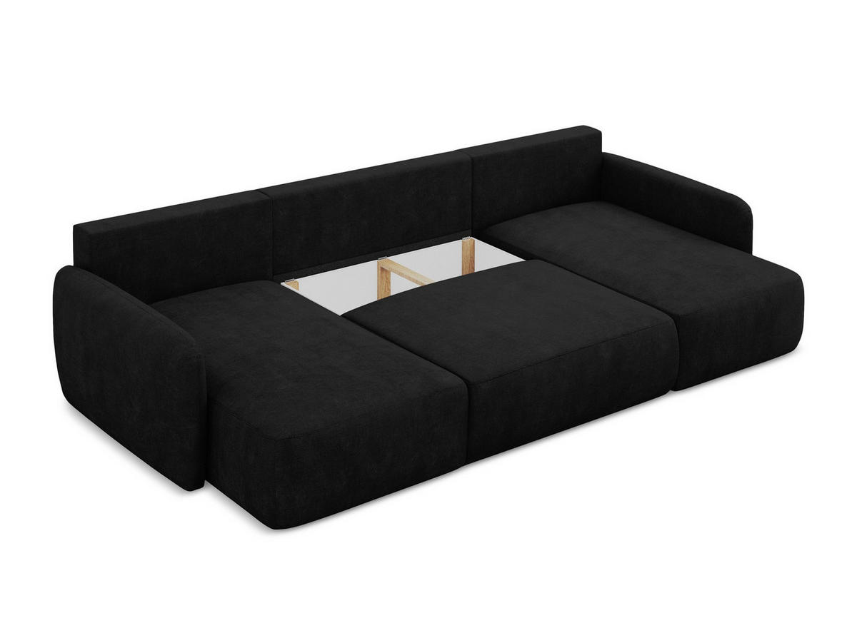 ECKSOFA Links Strukturstoff Blau - Pastellblau/Schwarz, Holzwerkstoff/Kunststoff (224/166cm) - LaMiaSofa