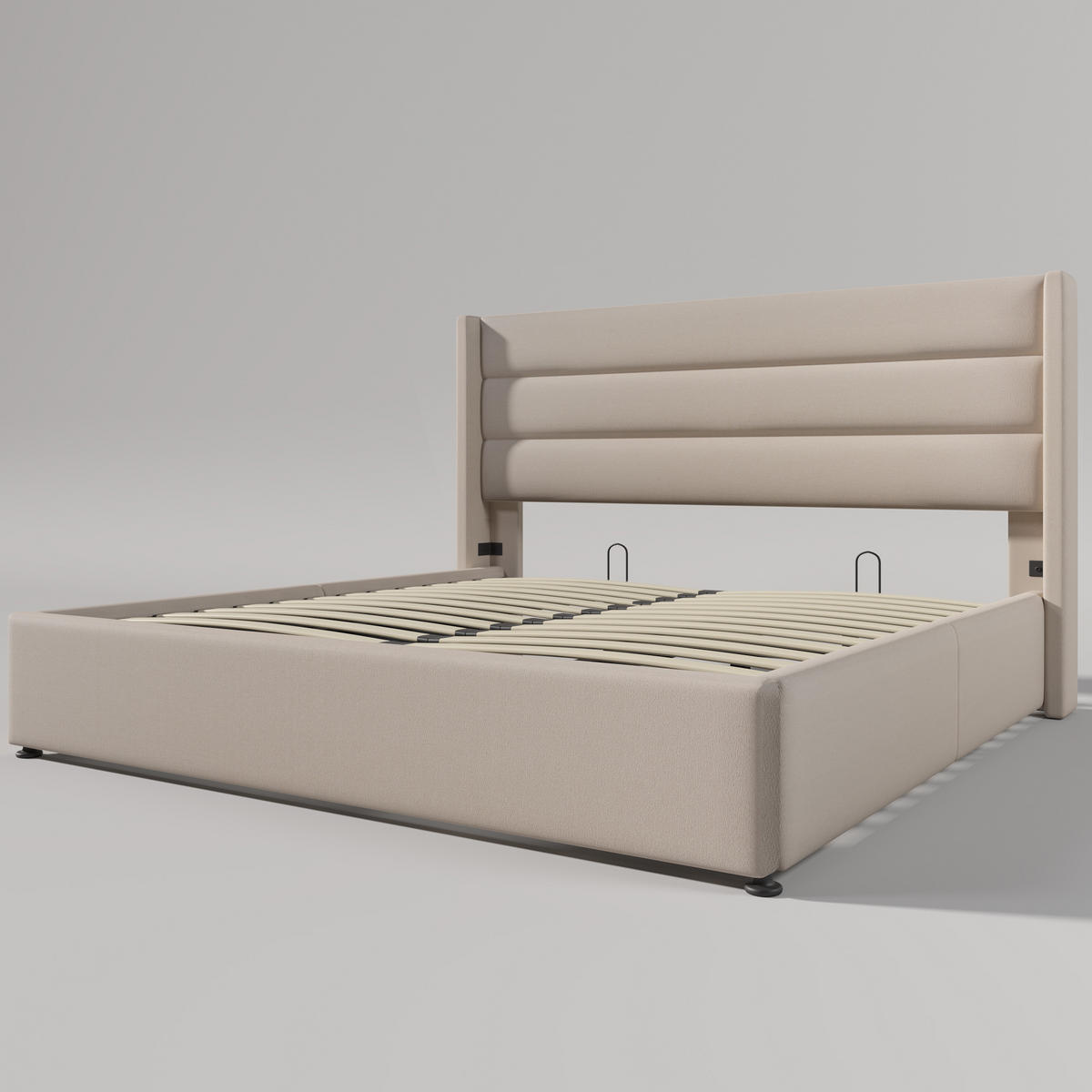 POLSTERBETT 140/200 cm in Beige Leinen mit Bettkasten und Matratze - Beige, Holzwerkstoff/Textil (140/200cm) - CHICFURN