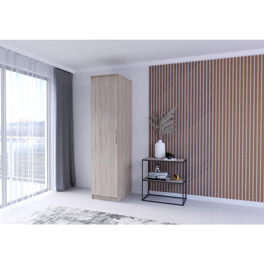 Thumbnail - Möblo Drehtürenschrank, Sonoma Eiche, Metall, Rechteckig, 50x210x64 cm, Schlafzimmer, Kleiderschränke, Drehtürenschränke