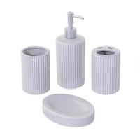 BADEZIMMERSET Keramik 4er-Set - Grau, Textil (21.5/8/24cm)