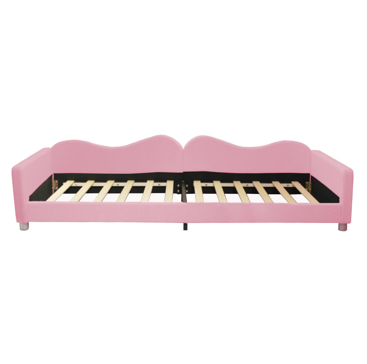 KINDERBETT aus Teddystoff Pink mit Rückenlehne und Lattenrost, auch als Schlafsofa nutzbar - Rosa, Textil (90/200cm) - IVMEU