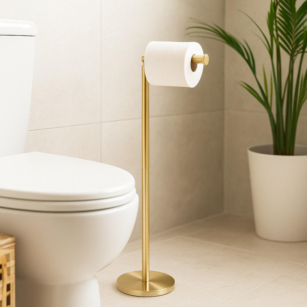 TOILETTENPAPIERHALTER Lokia - Goldfarben, Metall (21.5/55.5/15cm) - NUXIO