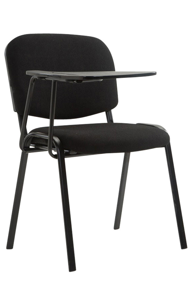 BESUCHERSTUHL Keen, Stoffbezug mit Klapptisch - Gestell Schwarz / Bezug Schwarz - Schwarz, Textil/Metall (53/81/53cm) - TPFLiving