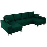 WOHNLANDSCHAFT DORIAN U Velvet Dunkelgrün - Dunkelgrün/Goldfarben, Textil/Metall (312/95/138cm) - MKS