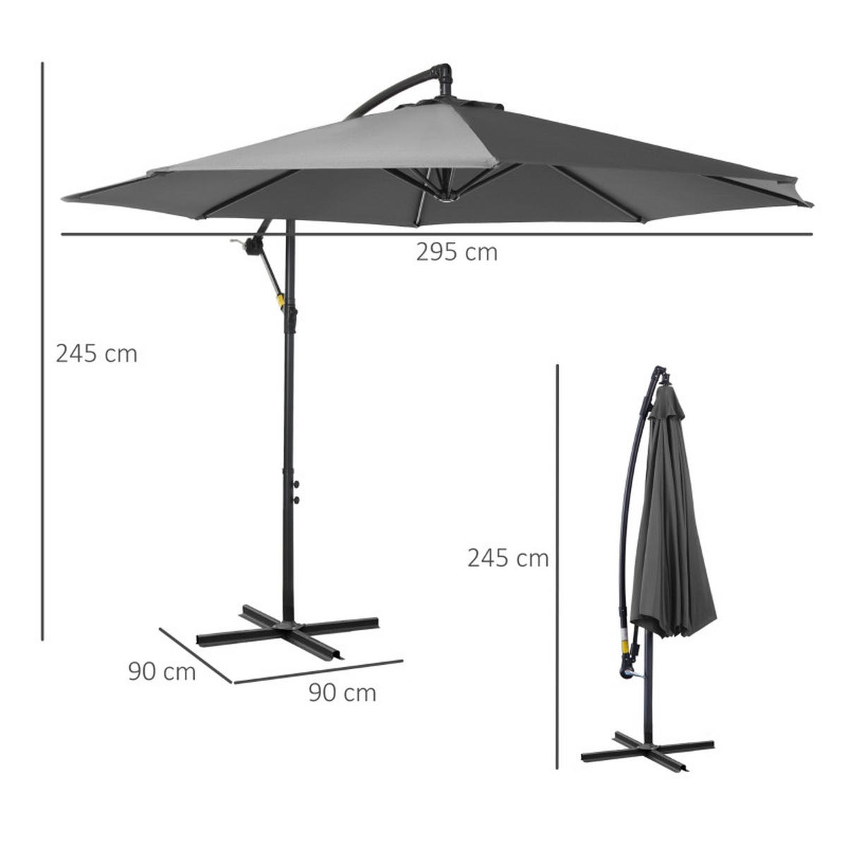 SONNENSCHIRM Kurbelschirm Grau Ø2,95 m - Grau, Metall (295/295cm) - ComfortXL