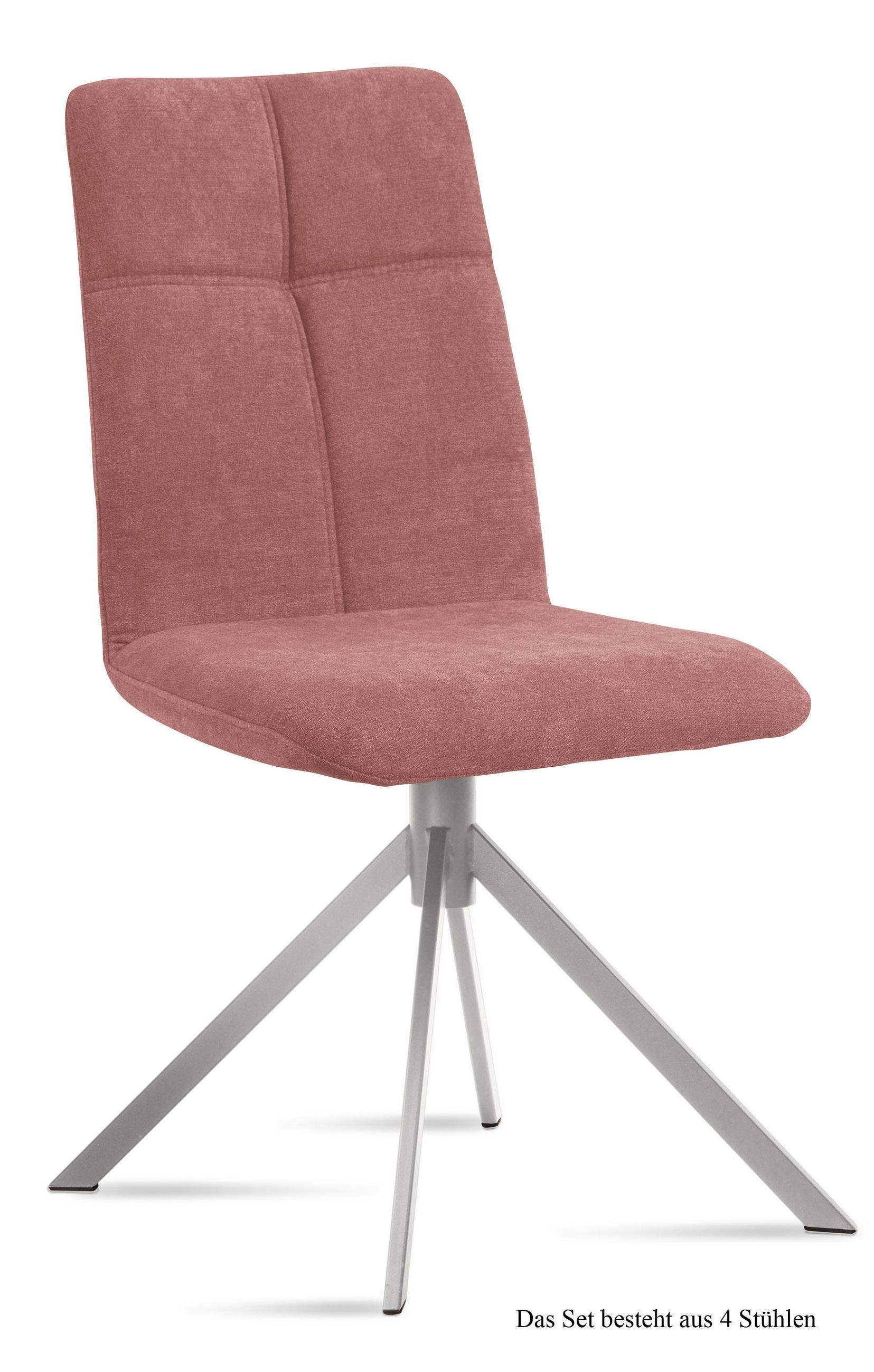 ESSZIMMERSTUHL (4er-Set) Dorine 47x92x60 Edelstahl/Rosewood - Edelstahlfarben/Dunkelrosa, Kunststoff (60/92/47cm) - 58aufmkessel