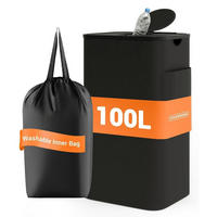 SAMMELBEHÄLTER 100L Schwarz mit Deckel - Schwarz, Textil (33/70/40.5cm)