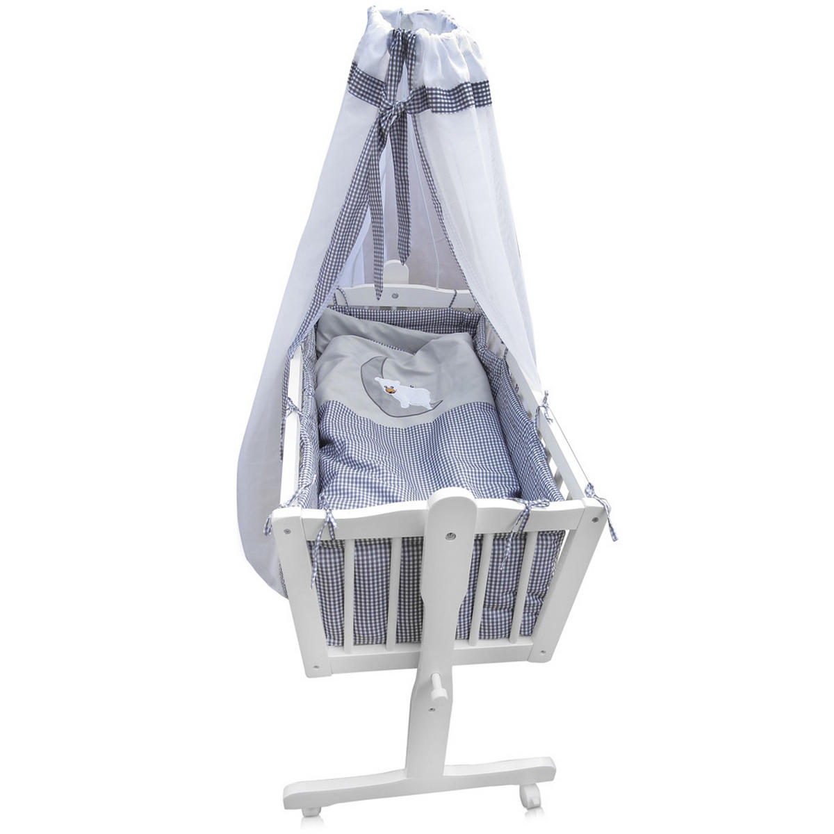 BABYBETT Weiß mit Rollen - Weiß/Grau, Holz (54/100cm) - VitaliSpa