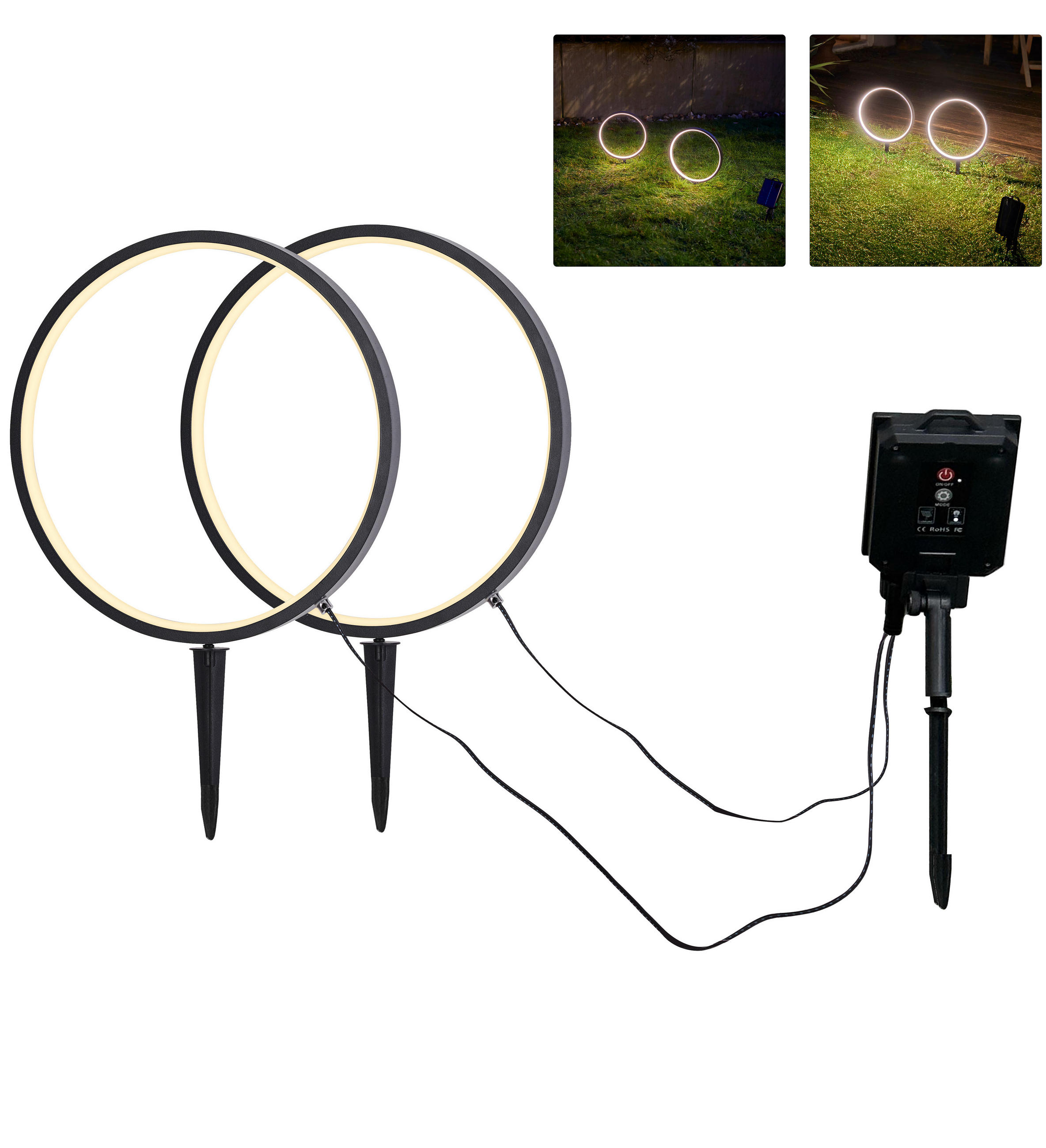 SOLAR-LED-GARTENSTECKER - warmweiß mit Dämmerungssensor und wetterfestem Design für stimmungsvolle Außenbeleuchtung - Weiß, Kunststoff (1.7/25.5/41cm) - Northpoint