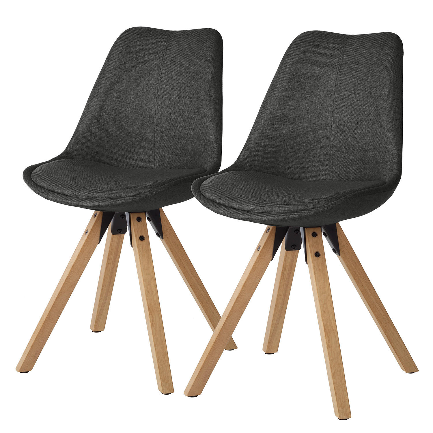 POLSTERSTUHL-SET - Anthrazit/Braun, Holz/Textil (49/85/55cm) - home24