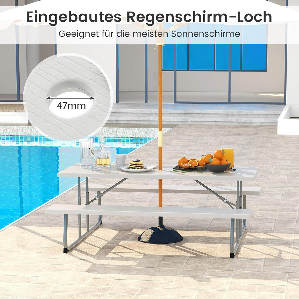 BIERTISCHGARNITUR Grau(3-teilig) - Grau, Holzwerkstoff (163/183/74cm) - COSTWAY
