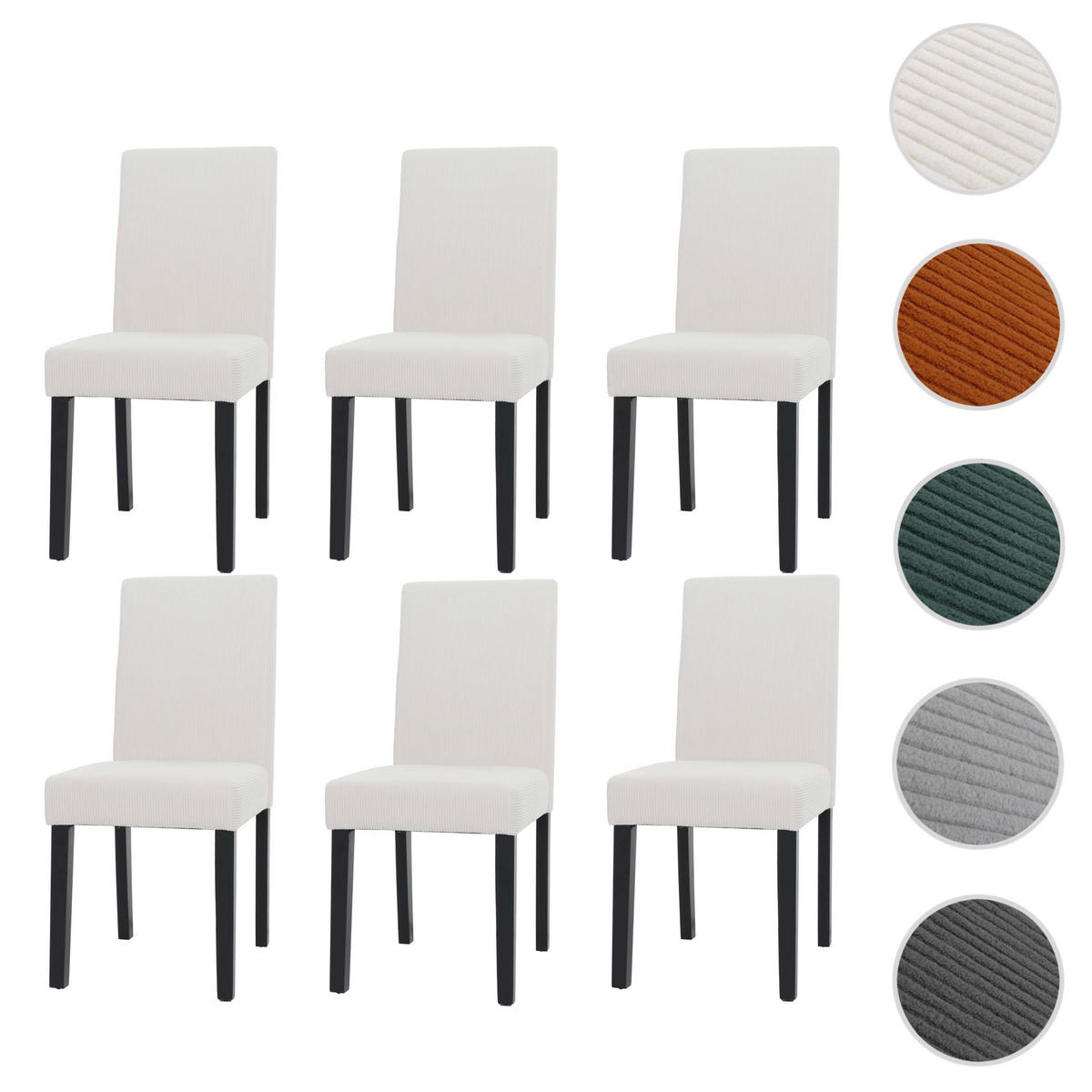 ESSZIMMERSTUHL 6er-Set klassisch und zeitlos 90x42x50cm Sitzhöhe 47cm Stoff/Textil Cord Holz dunkle Beine Creme - Beige, Textil (42/90/50cm) - CHEFGASTRO