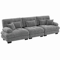 SOFA modular Tiefensitz Chenille Grey - Hellgrau, Kunststoff (77/81/313cm) - Meubliv