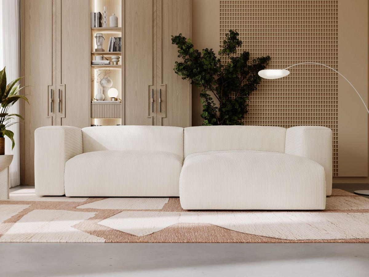 ECKSOFA Landi Creme Rechts - Creme/Schwarz, Kunststoff/Textil (240/180cm) - Graingold
