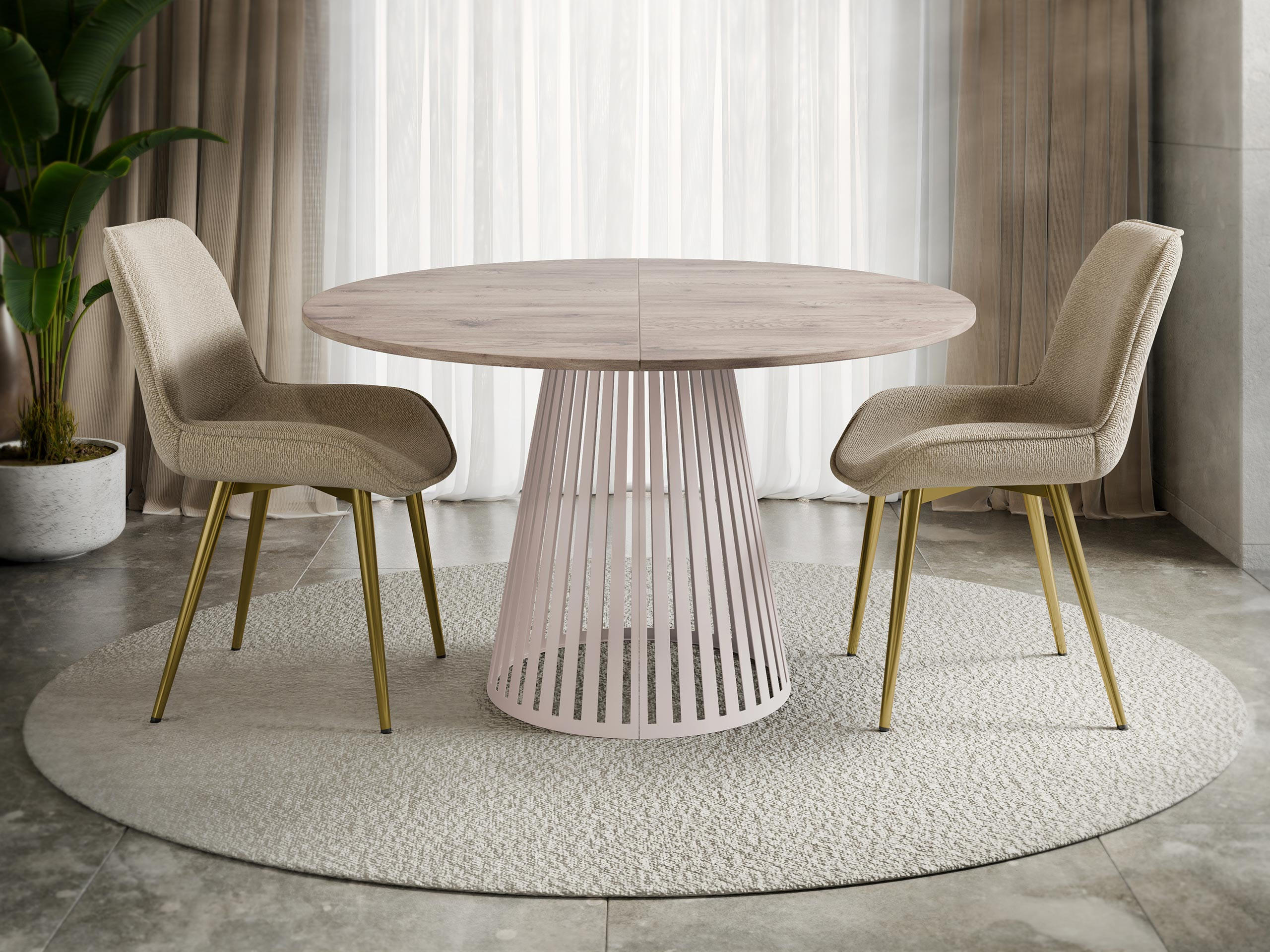 ESSTISCH ausziehbar Cone Cashmere 100 - Kaschmir/Eichefarben, Holzwerkstoff/Metall (100/100/76cm) - MIRJAN24