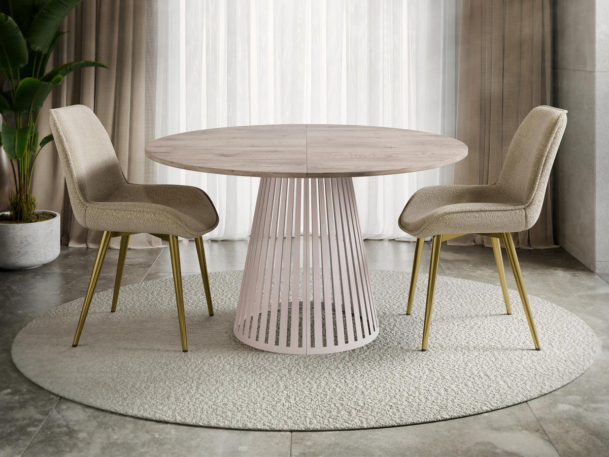 ESSTISCH ausziehbar Cone Cashmere 100 - Kaschmir/Eichefarben, Holzwerkstoff/Metall (100/100/76cm) - MIRJAN24