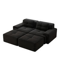 WOHNLANDSCHAFT DE-34113 2-Sitzer mit Ottoman Schwarz - Schwarz, Textil (177/69/204cm) - ComfortXL