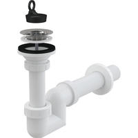 WASCHBECKENSIPHON S DN40 mit Edelstahlgitter DN63 - Weiß, Kunststoff (18/8/24cm) - Alcadrain