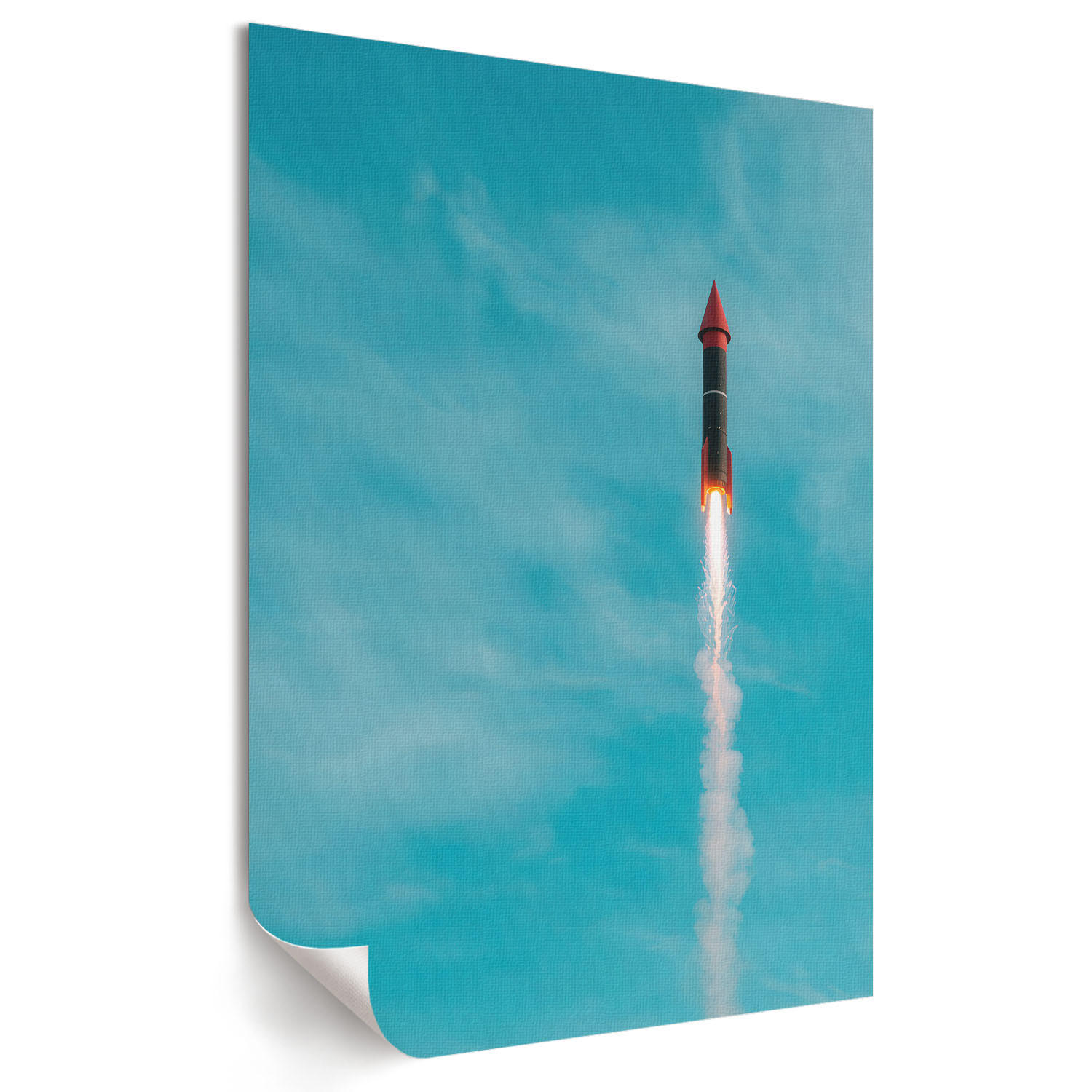 POSTER - 29x42 cm - Gomuno - Rakete am Himmel - Blau, Textil (29/42/0.1cm) - TULUP