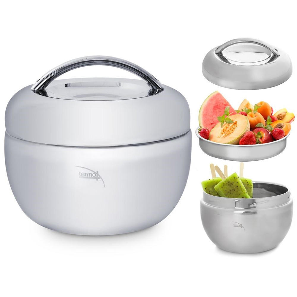 LUNCHTHERMOSKANNE Apple Edelstahl 2 l - Silberfarben, Metall (17/14/17cm) - Orion 