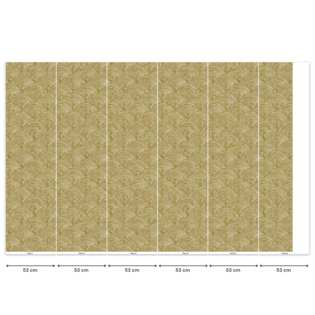 TAPETE - Fächer - Geometrisch - Grün - 300x200 cm - Goldfarben, Papier (300/200cm) - OnlyWow