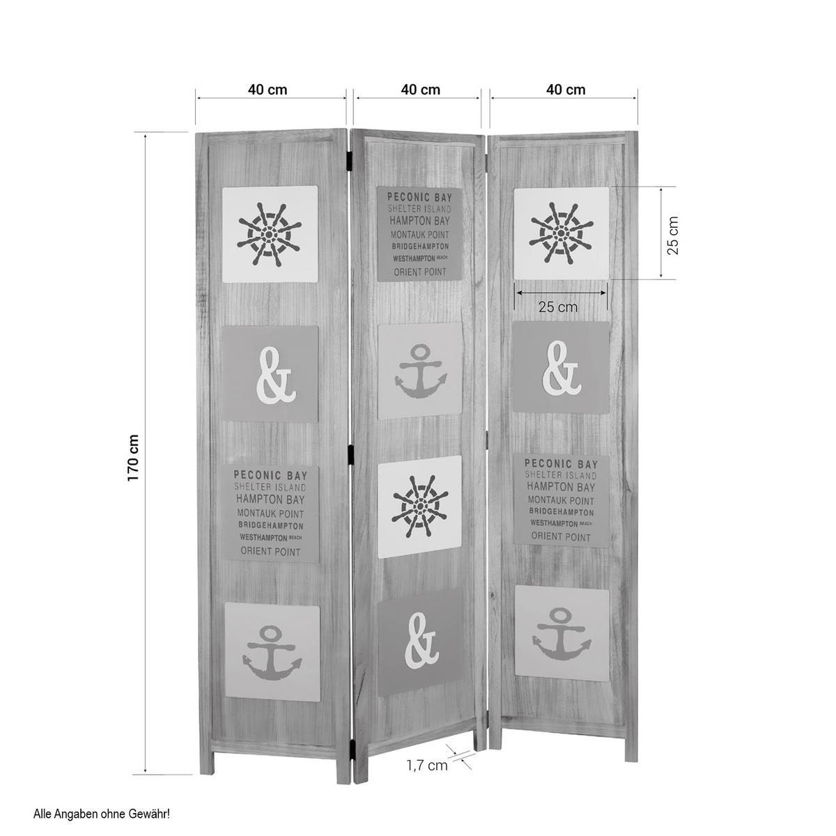 PARAVENT 3-tlg. 120/170 cm Braun Holzapplikationen - Braun, Holz (120/170/1cm) - Homestyle4u
