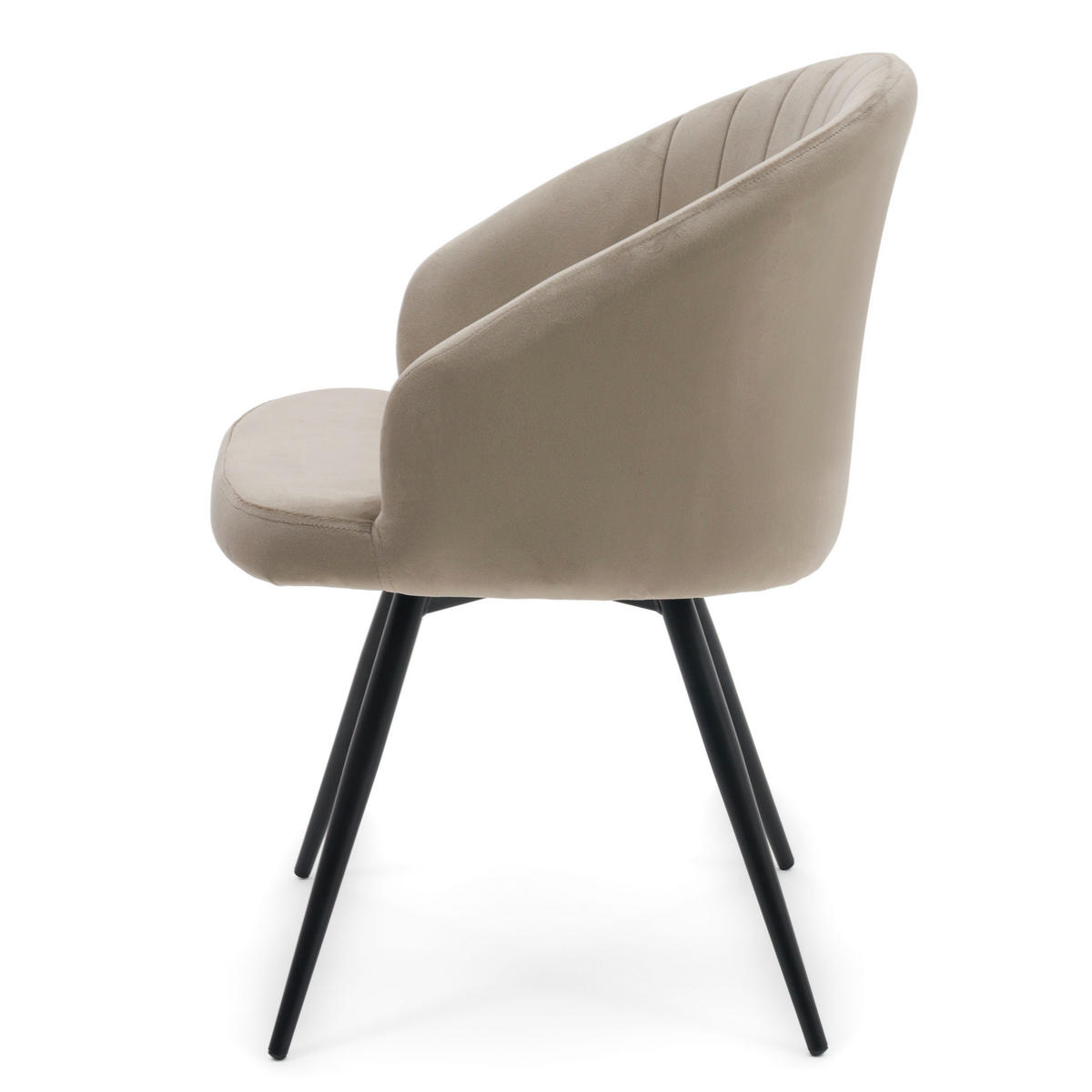 STUHL MODENA drehbar gepolsterter mit Steppung - dunkelbeige - Samt Velour - Schwarz/Braun, Textil/Metall (57/80/59cm) - NEW HOME