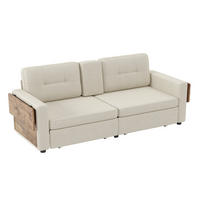 2-SITZER-SOFA mit Laptop-Tisch und Stauraum, DE-42611, Beige - Beige, Metall (178/57.5/71cm) - ComfortXL