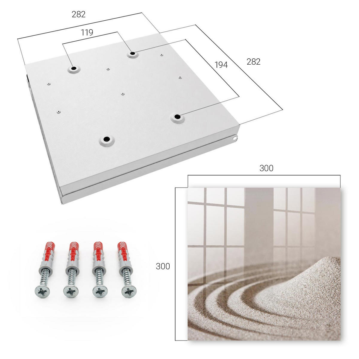 SCHLÜSSELBOX Weiß 30x30 cm – Türöffnung nach rechts - Zen-Garten - Beige, Metall (30/30/5cm) - TULUP