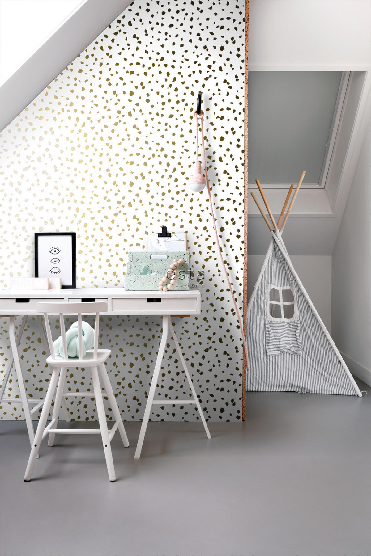 TAPETE Terrazzo-Motiv 53 cm x 10.05 m - Weiß, Papier (53/1000cm) - ESTAhome