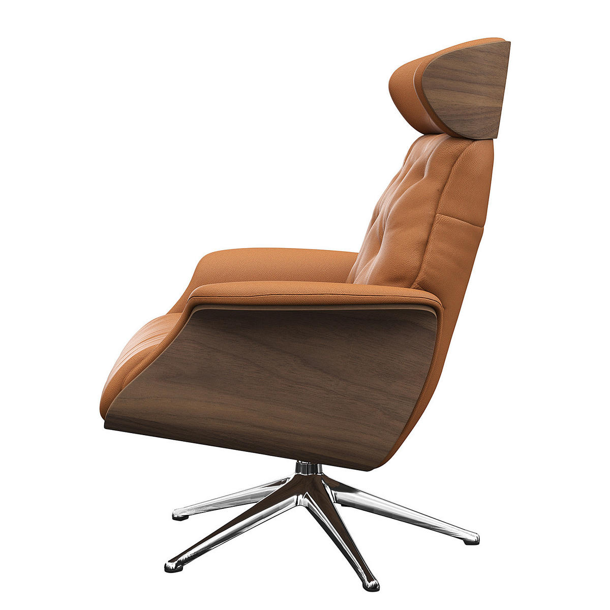 RELAXSESSEL - Echtleder - Chromfarben/Cognac, Leder/Metall (83/110/83cm) - home24