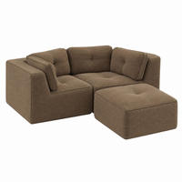 ECKSOFA modular als Zweisitzer Cord Brown 2 Pakete - Braun, Kunststoff (177/208cm) - Meubliv