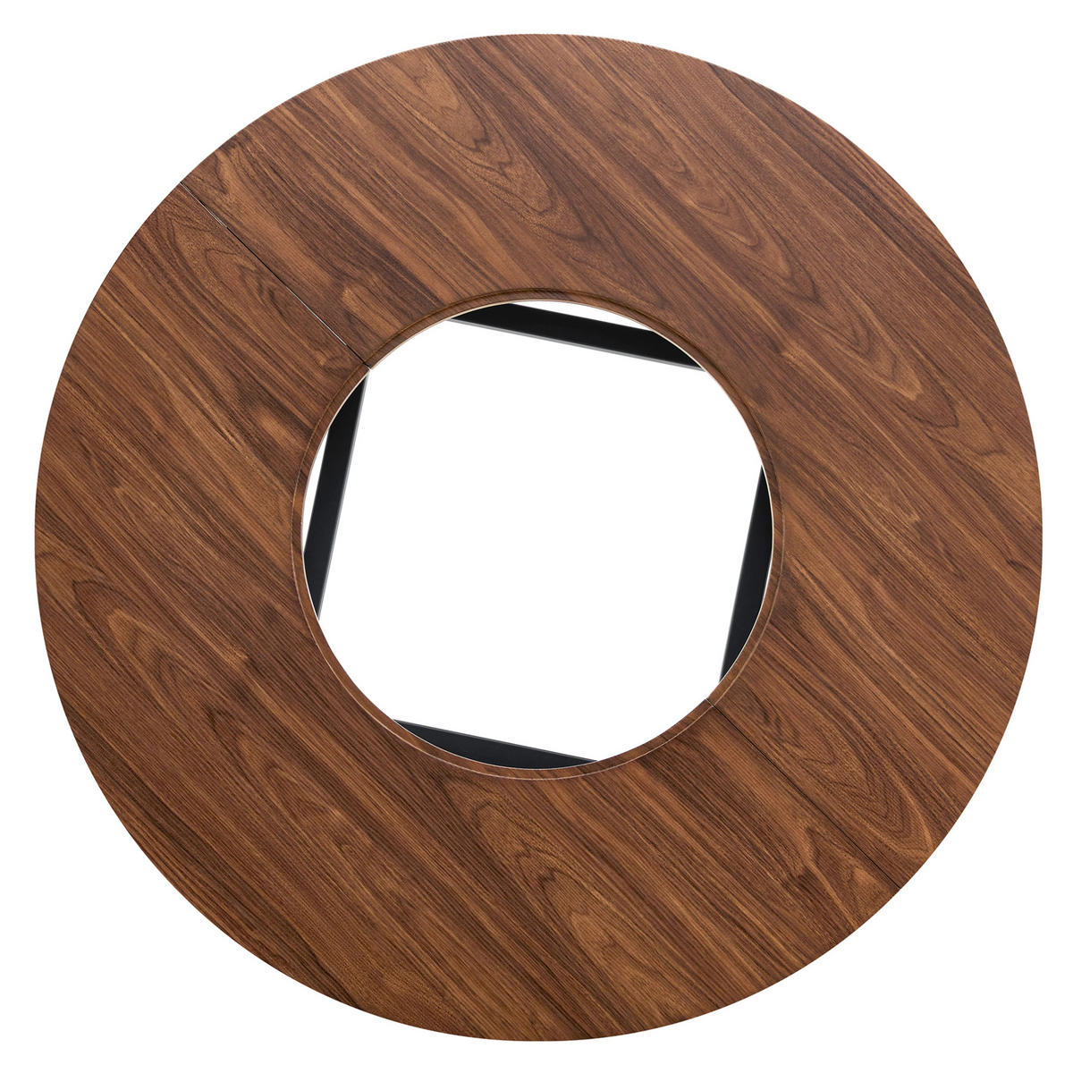 STÔL 100 cm z MDF v dekore dreva, hnedo-čierny so sklenenou vložkou - hnedá, kompozitné drevo (100/100/76cm) - BEAOK