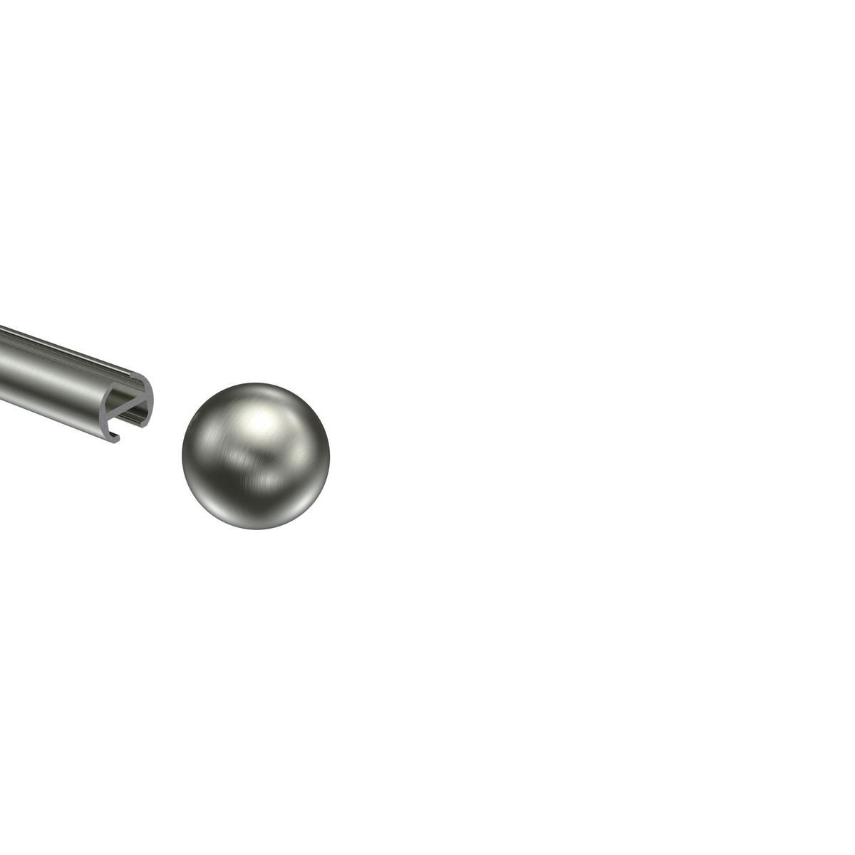 ENDSTÜCKE FÜR GARDINENSTANGEN 16 mm Ø, Puros Edelstahl-Optik, Packung 2 Stück - Edelstahlfarben, Metall (3.1/3.3/3.3cm) - INTERDECO