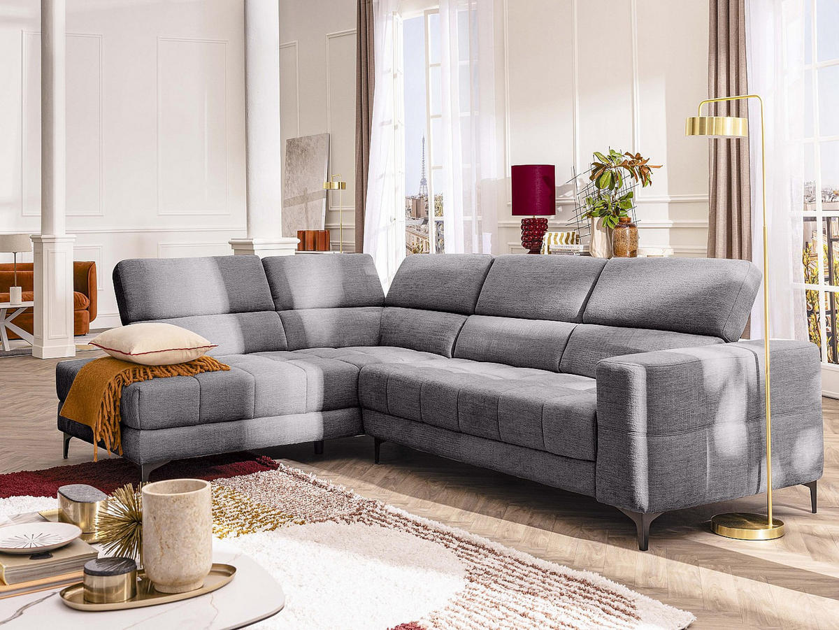 ECKRELAXSOFA elektrisch - Ecke links - mit ausziehbarer Sitzfläche - Stoff - Anthrazit - MONISO - Anthrazit, Textil (298/211.5cm) - Vente-Unique