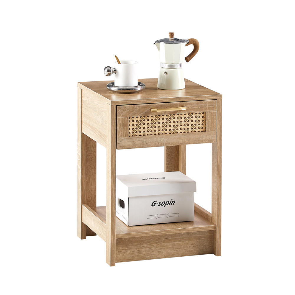 NACHTTISCH Rattan 40/55/40 cm mit Schublade Naturholzfarbe - Naturfarben, Holz (40/55/40cm) - Kaket