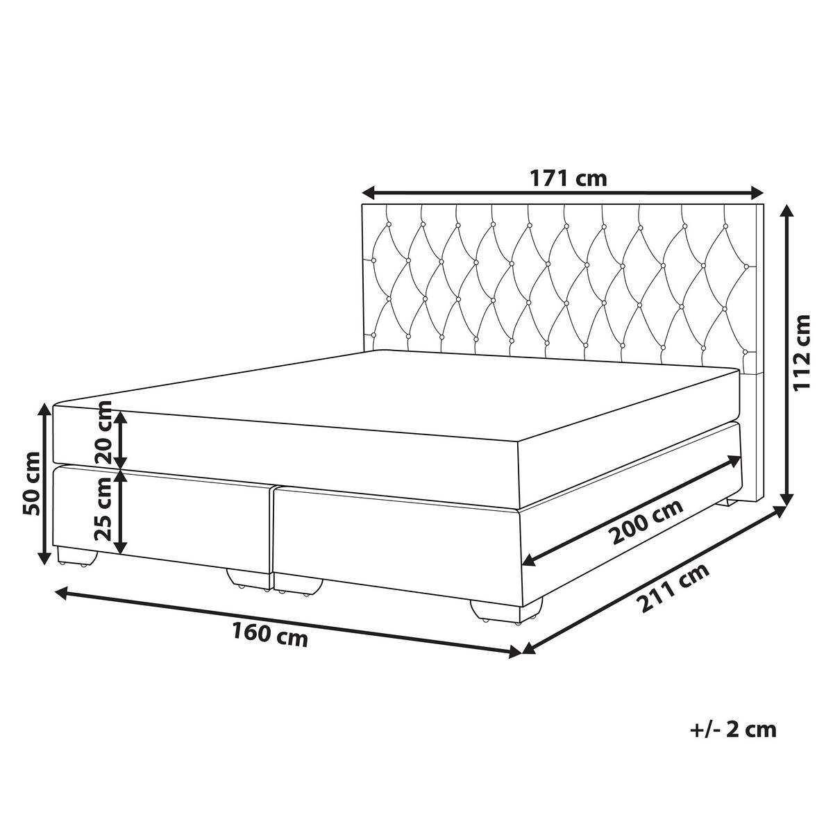 BOXSPRINGBETT 160/200cm Hellgrau Duchess - Hellgrau, Textil (160/200cm) - Beliani