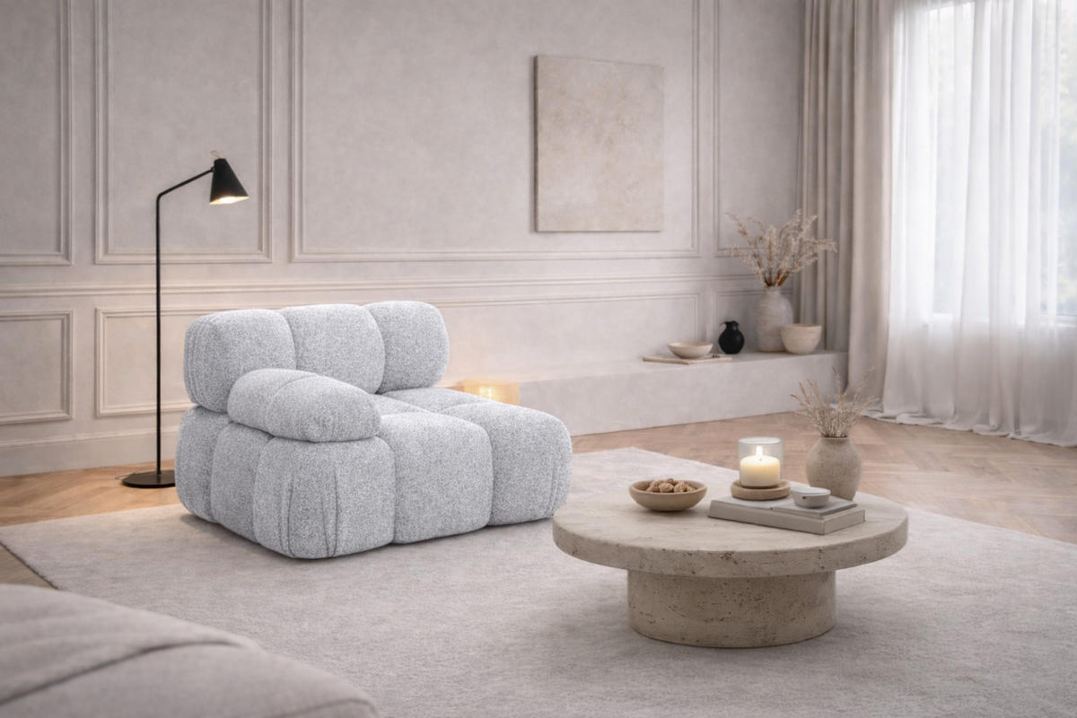 MODUL Seitlich, Für Modulares System, Stoff Abriamo, Hellgrau, Links, Selia - Hellgrau, Holz (95/70/95cm) - Kaiser Möbel