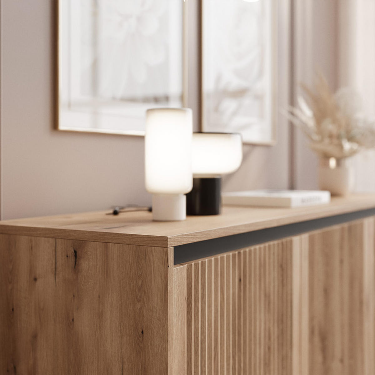 KOMMODE LIRA 149 cm, Evoke-Eiche - Eichefarben/Schwarz, Holzwerkstoff/Metall (149/100/40cm) - Idohome