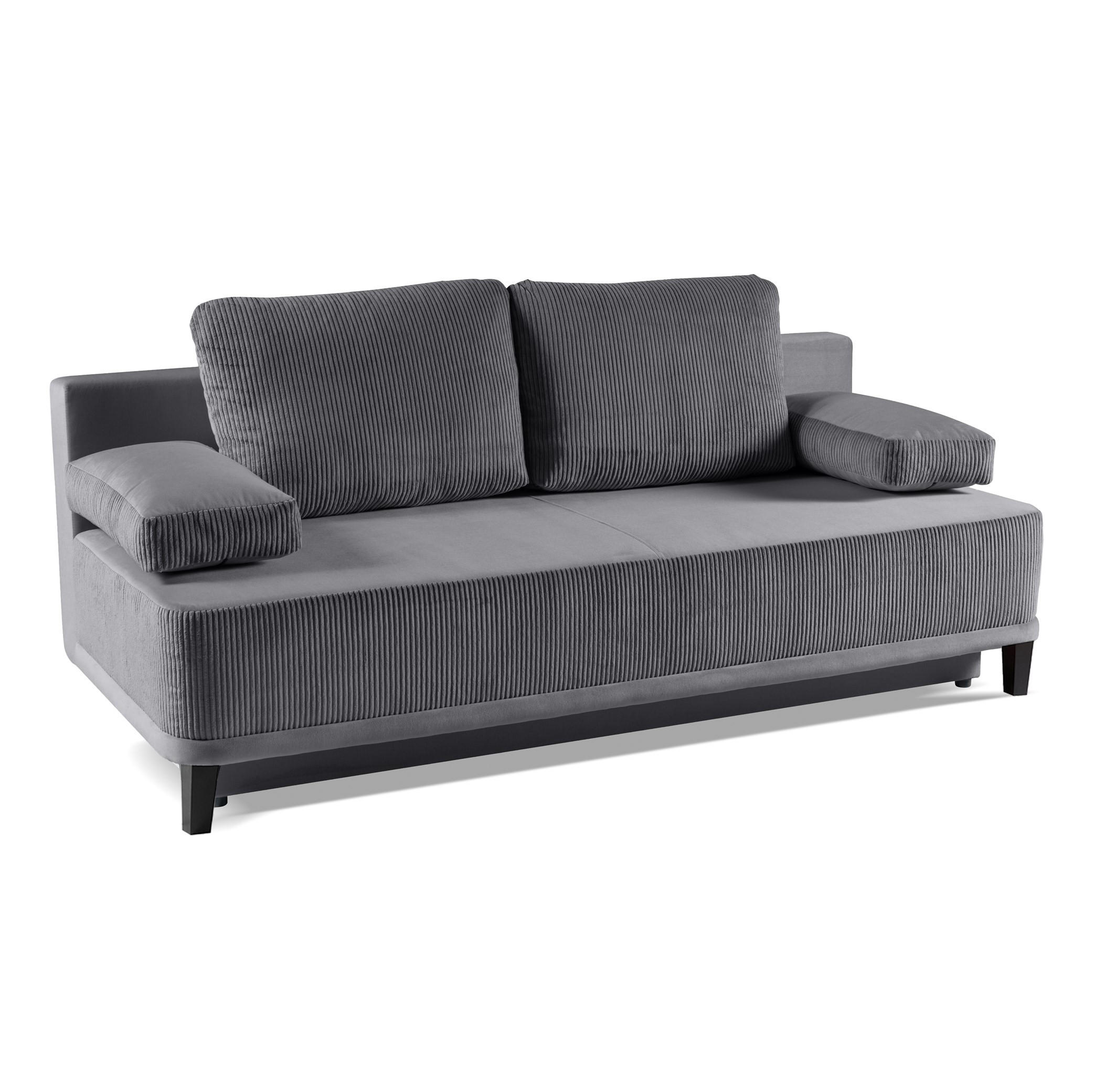 SCHLAFSOFA Rosso, Grau, Kord-Stoff - Grau, Textil (200/90/91cm) - Bettso