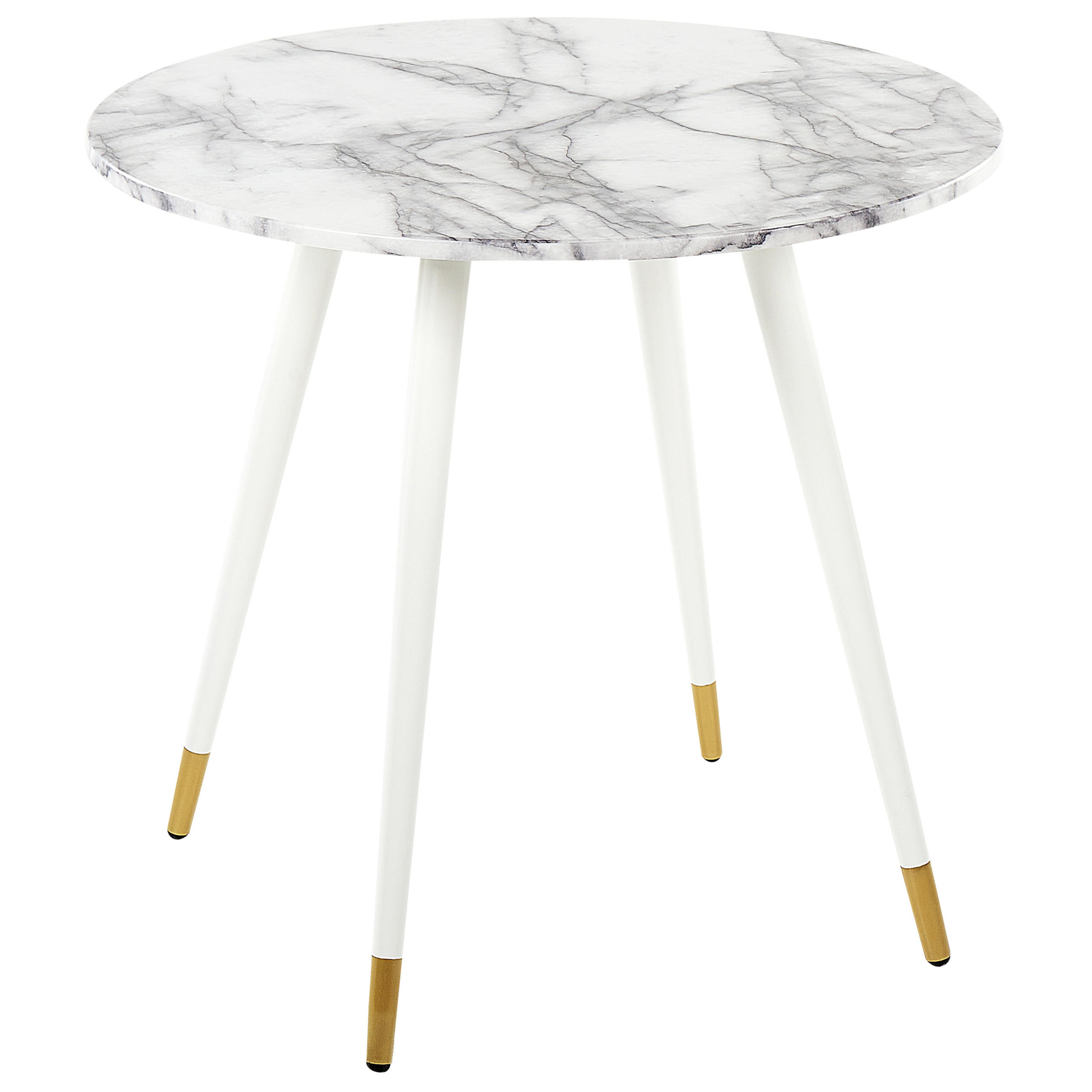 ESSTISCH 80/75 cm Marmor Rund Gutiere - Weiß, Holzwerkstoff (80/80/75cm) - Beliani