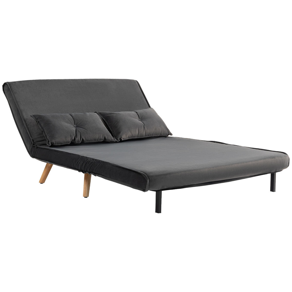SCHLAFSOFA 2-Sitzer DE-08234 verstellbare Rückenlehne, Stoffbezug Grau - Dunkelgrau, Textil (120/87/75cm) - ComfortXL