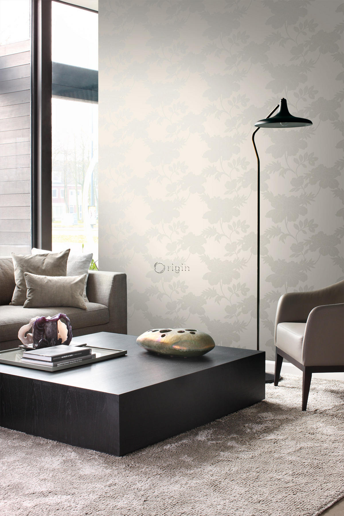 TAPETE Blumen 53 cm x 10.05 m - Beige, Papier (53/1000cm) - Origin Wallcoverings