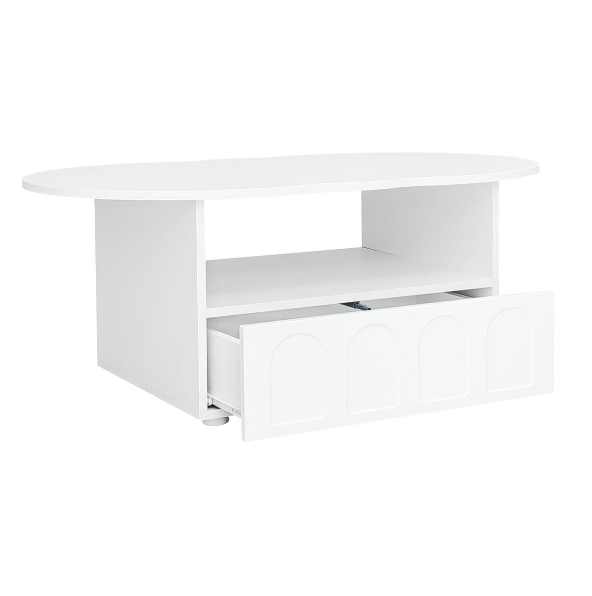COUCHTISCH 100/60/40,5 cm in Weiß mit Schublade und offenem Ablagefach - Weiß, Holzwerkstoff (100/60/40.5cm) - Flora Grace