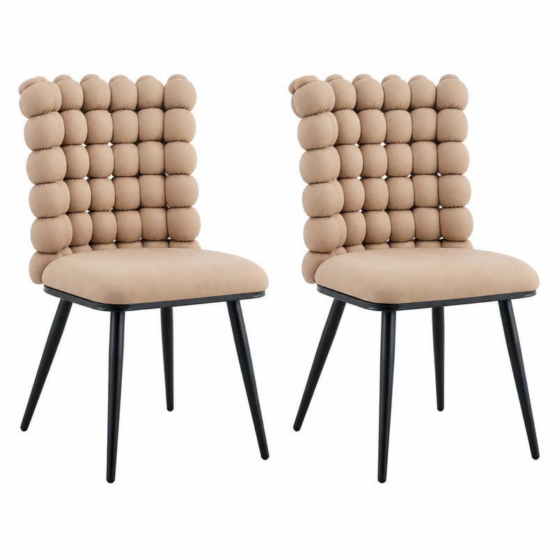 ESSZIMMERSTUHL Samt Camel mit Metallbeinen Schwarz 2er-Set - Braun, Metall (48/88/54cm) - Meubliv