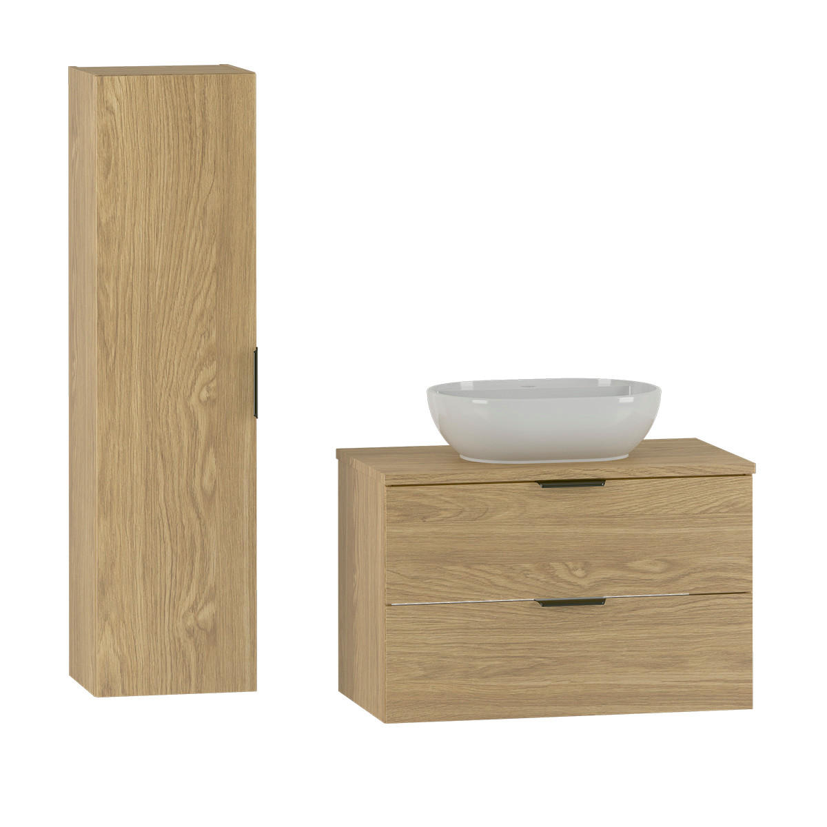 BADMÖBEL 80.6cm Astrid 2er-Set Holz - Braun, Holzwerkstoff (80.6/52.2/46.5cm) - Petits-meubles