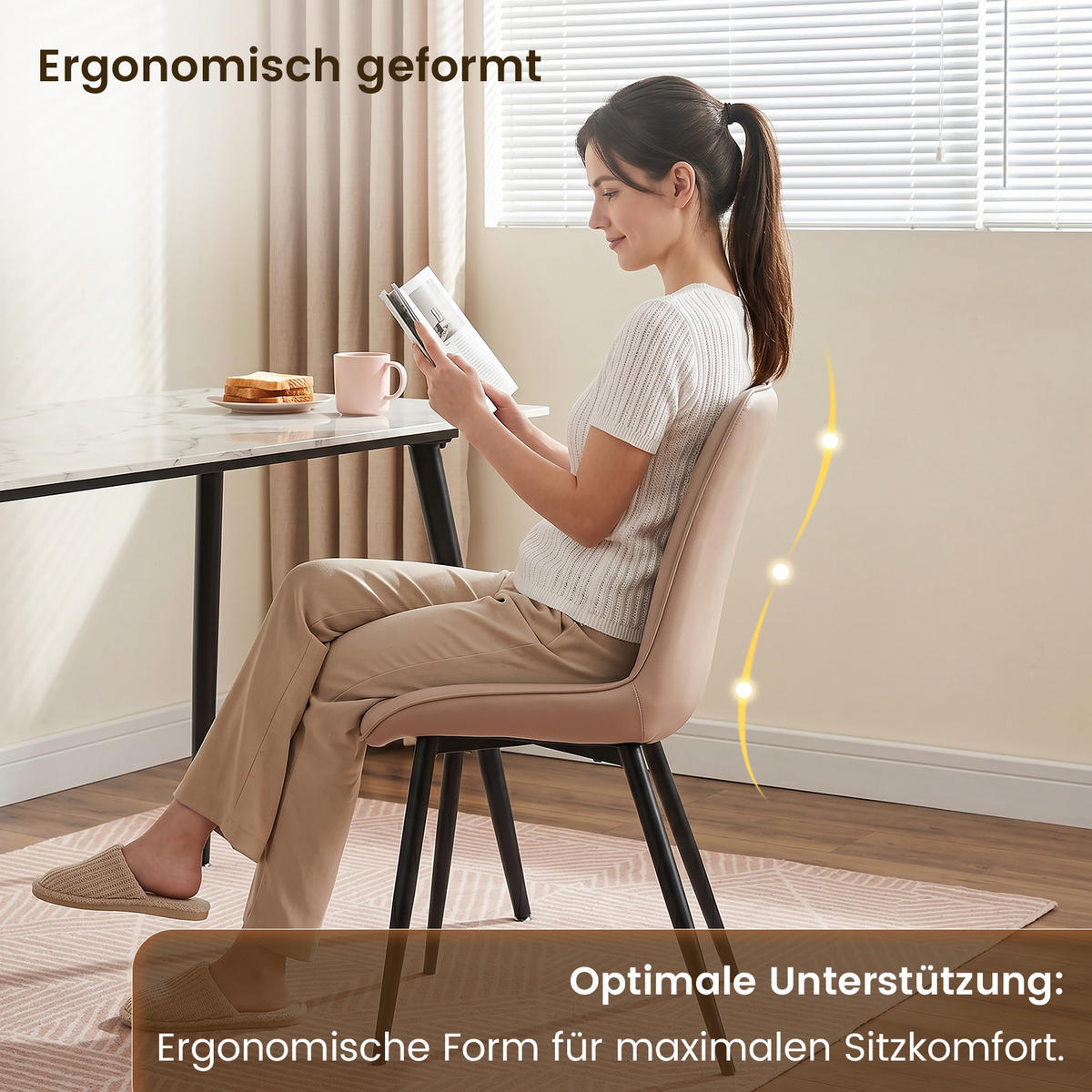 STUHL-SET 2 Stück aus Kunstleder in Modernem Stil-YZ1 - Cognac, Textil/Metall (62.5/88/53cm) - HOMAVO