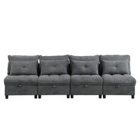 4-SITZER SCHLAFSOFA Chenille Antique Gray mit Stauraum und Schlaffunktion - Grau, Holzwerkstoff/Kunststoff (274/87/76cm) - WISHDOR